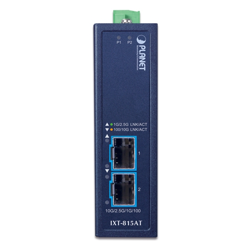 Planet IXT-815AT 2 x Port 10G/2.5G/1G/100BASE-X SFP+ Compact Industrial Media Converter