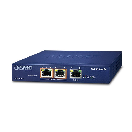 box_POE-E202v1.1 Planet POE-E202 1-Port 802.3at PoE+ to 2-Port 802.3af/at Gigabit PoE Extender