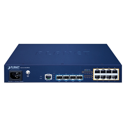 Planet SGS-6310-8P4X 8 x 1G RJ45 PoE 802.3at + 4 x 10G/1G SFP L3 Stack Switch