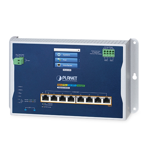 box_WGS-4215-8P2XV Planet WGS-4215-8P2XV 8 x GbE PoE + 2 x 10G SFP+ L2+ LCD Touch Industrial PoE Switch