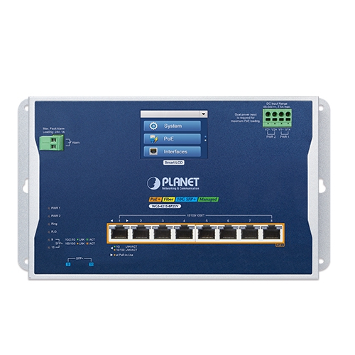 box_WGS-4215-8P2XV_01 Planet WGS-4215-8P2XV 8 x GbE PoE + 2 x 10G SFP+ L2+ LCD Touch Industrial PoE Switch